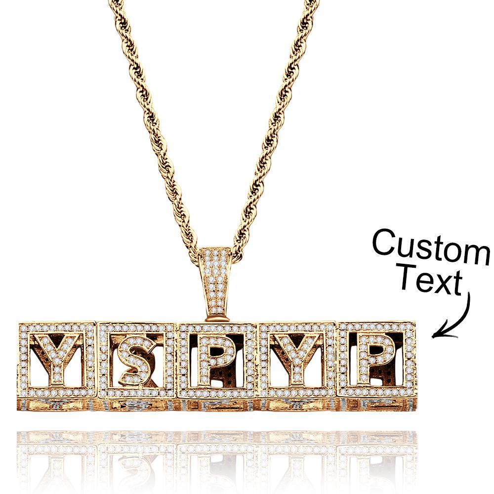 Custom Name Necklace Block Cube Letter Chain Hip Hop Necklace For Men - NameNecklace