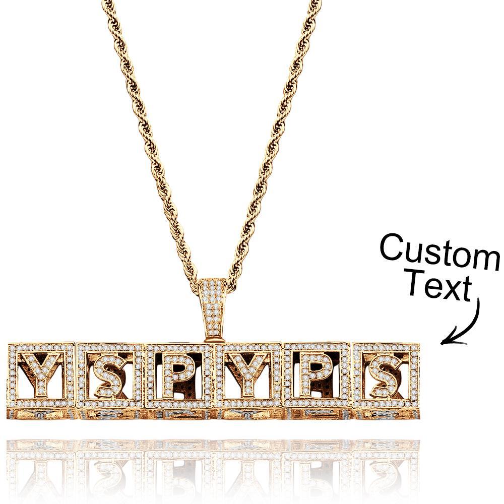 Custom Name Necklace Block Cube Letter Chain Hip Hop Necklace For Men - NameNecklace