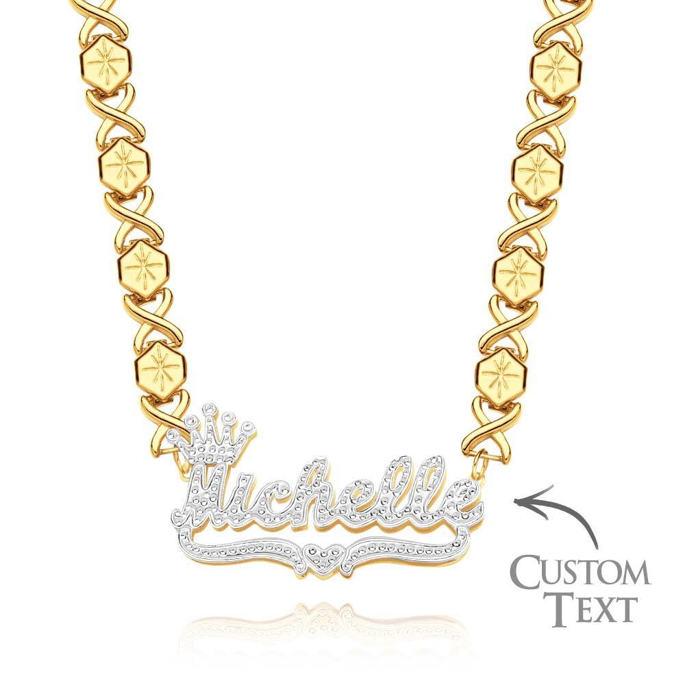 Personalized Hip Hop Name Necklace With Crown Bling Metal Necklace Gifts for Men - NameNecklace