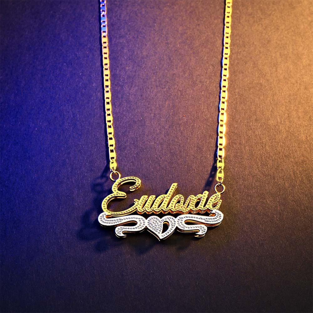 Personalized Name Necklace Fashion Love Heart Decor Necklace Gifts for Men - NameNecklace
