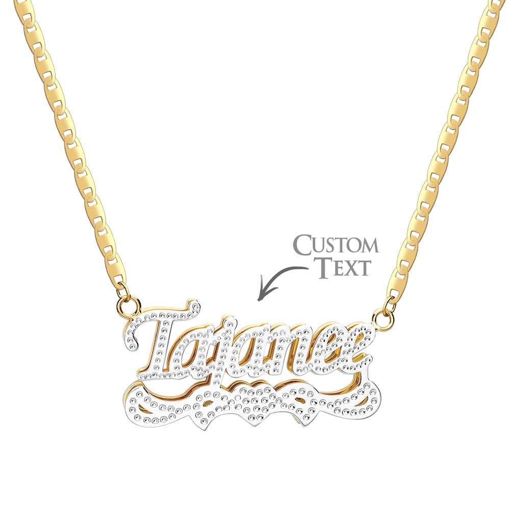 Personalized Name Necklace Bling Metal Heart Decor Necklace Gifts for Men - NameNecklace