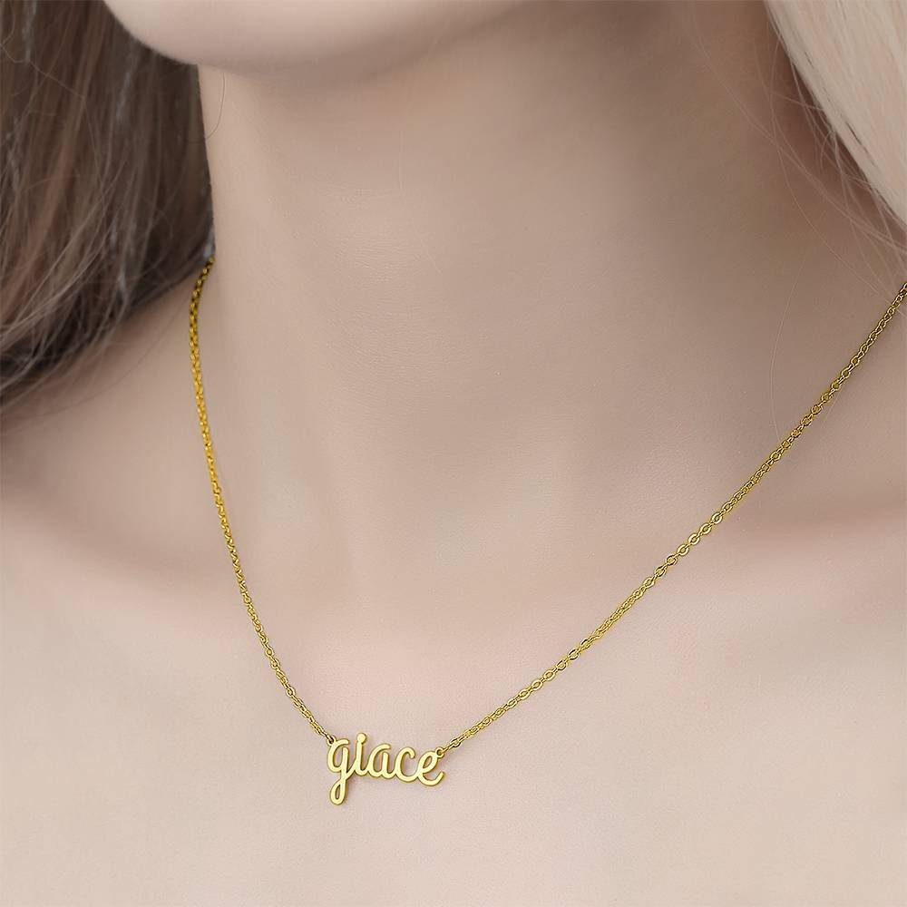 Personalized Lower Case Letter Name Necklace 14K Gold