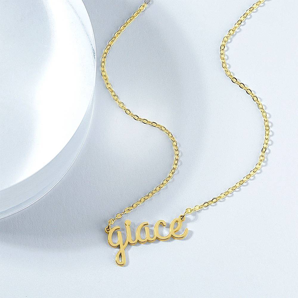 Personalized Lower Case Letter Name Necklace 14K Gold