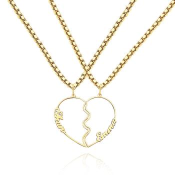 Matching Name Necklace Personalized Romantic Love Heart Couple Necklace - NameNecklace