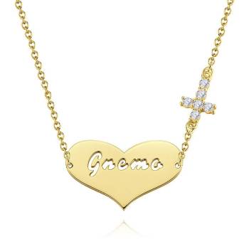 Hollow Letter with Cross Engraved Necklace 14K Gold Plated