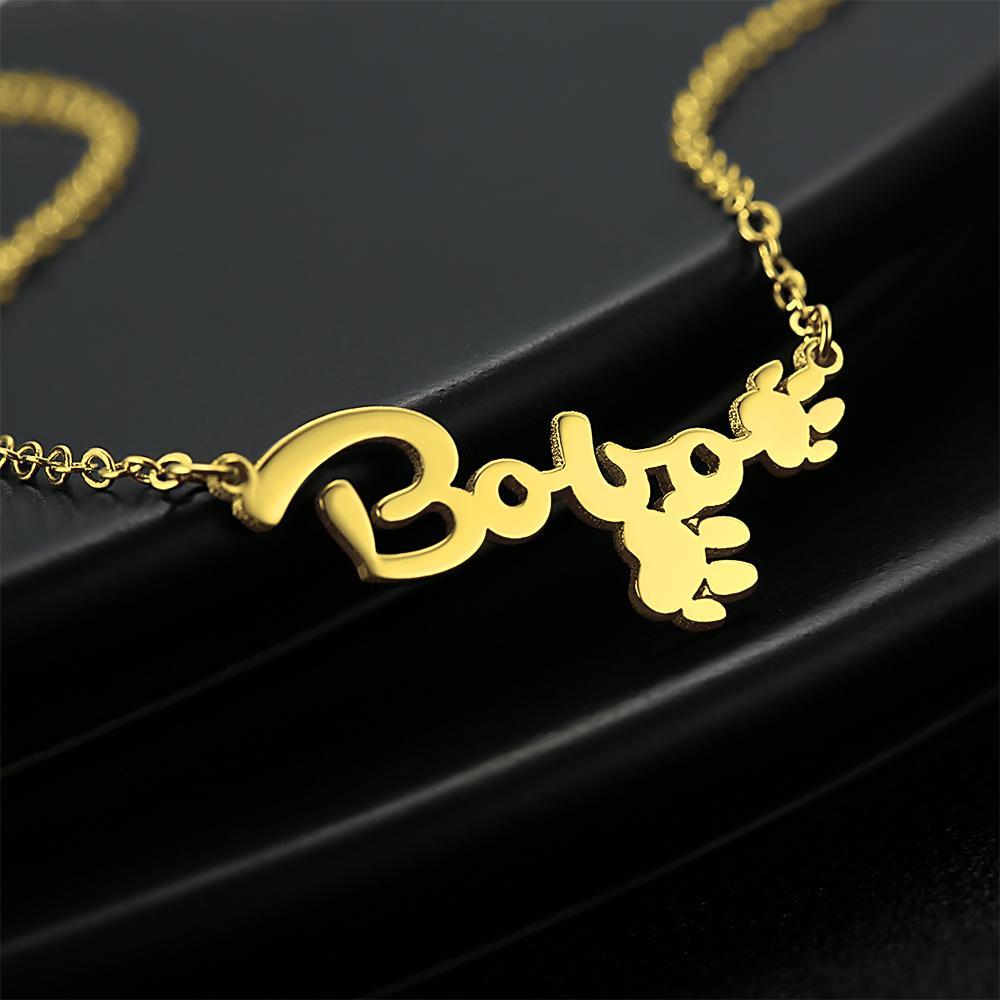 Personalized Name Necklace With Cute Footprint 14K Gold Plated
