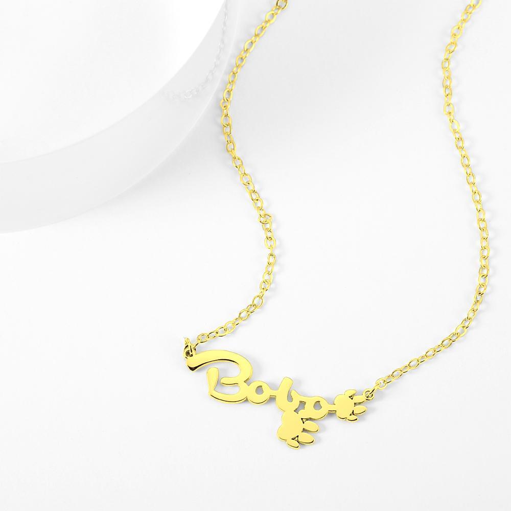 Personalized Name Necklace With Cute Footprint 14K Gold Plated