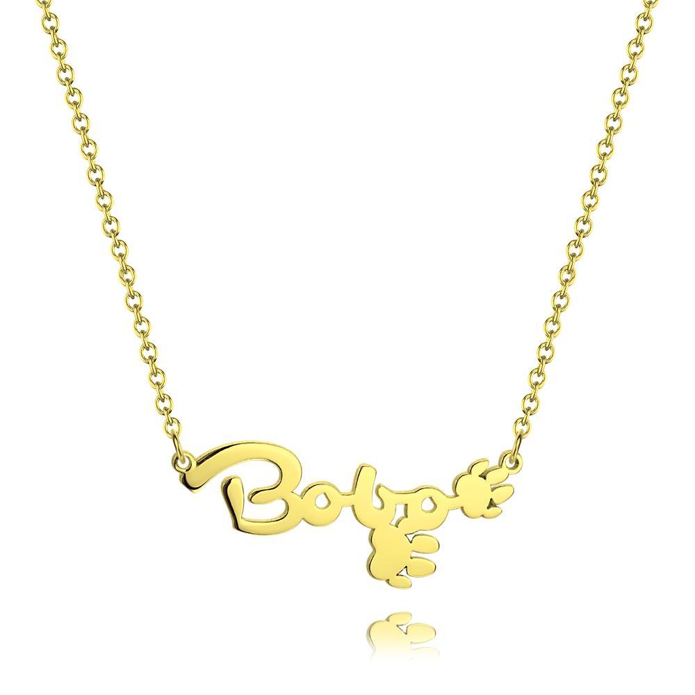 Personalized Name Necklace With Cute Footprint 14K Gold Plated