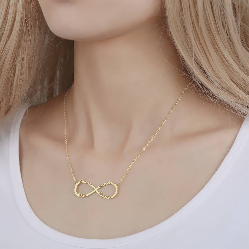 PersonalizedInfinity Four Name Necklace Copper in 14k Gold Plated