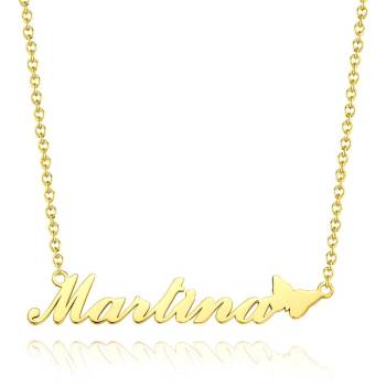 Custom Name Necklace 14K Gold Plated with Cute Butterfly Perfect Gift for Her