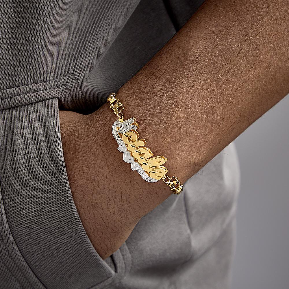Personalized Hip Hop Name Bracelet Nameplate Love Heart Decor Fashion Bracelet Jewelry Gifts For Men - NameNecklace