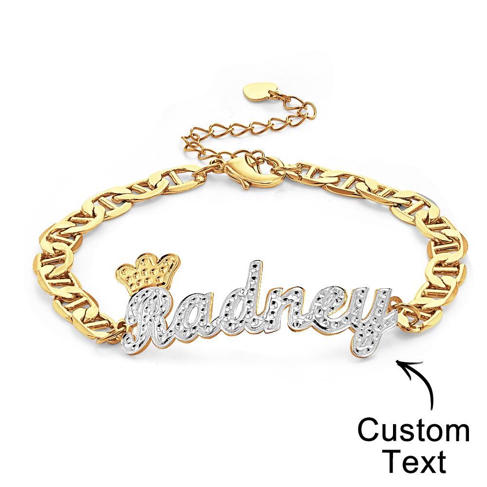 Personalized Trendy Name Bracelet With Crown Chain Hip Hop Bracelet Jewelry Gifts For Men - NameNecklace