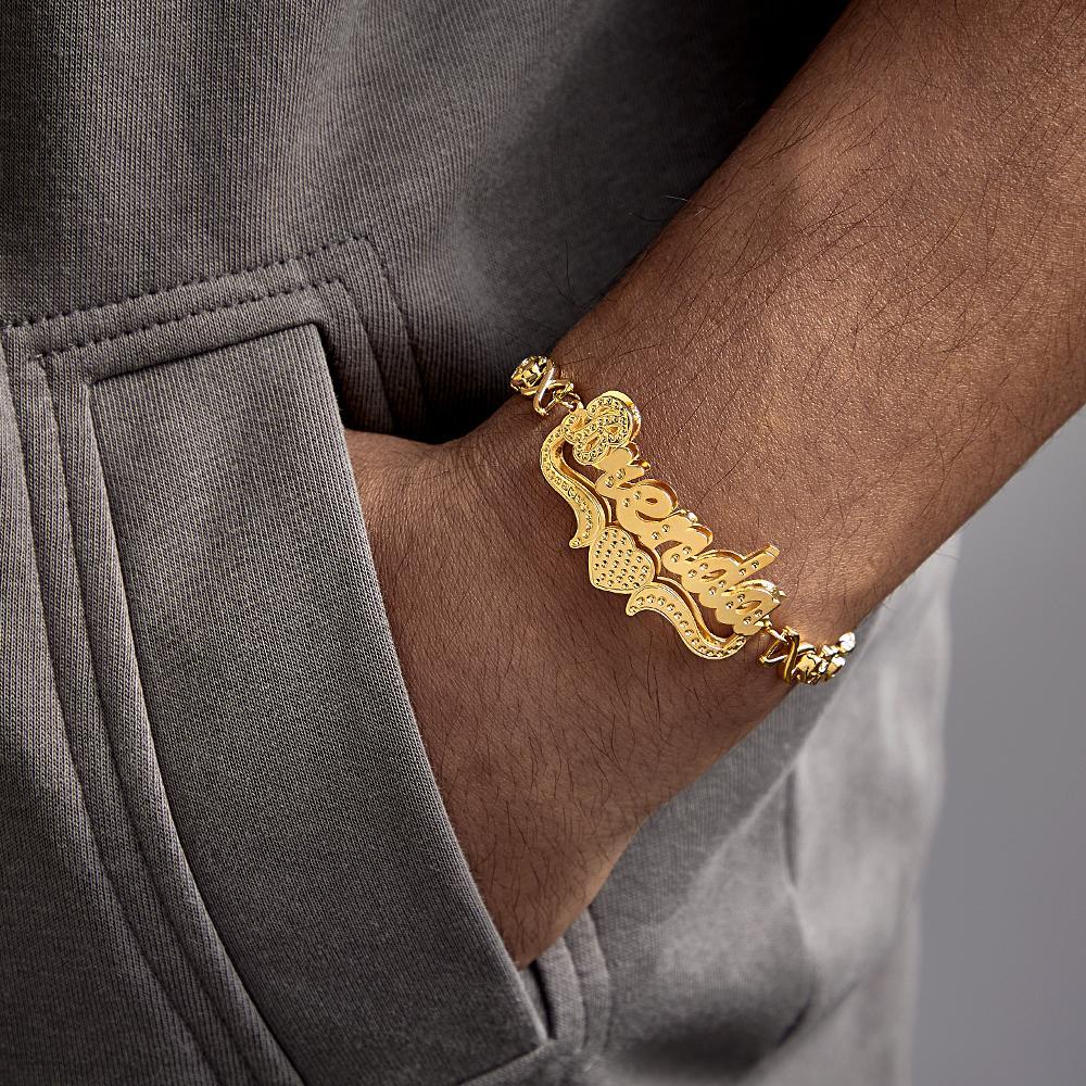 Personalized Hip Hop Name Bracelet Vintage Chain Bracelet Jewelry Gifts For Men - NameNecklace