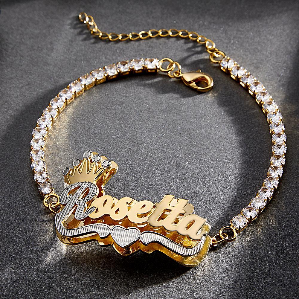 Personalized Hip Hop Name Bracelet With Crown Adjustable Zircon Bracelet Jewelry Gifts For Men - NameNecklace