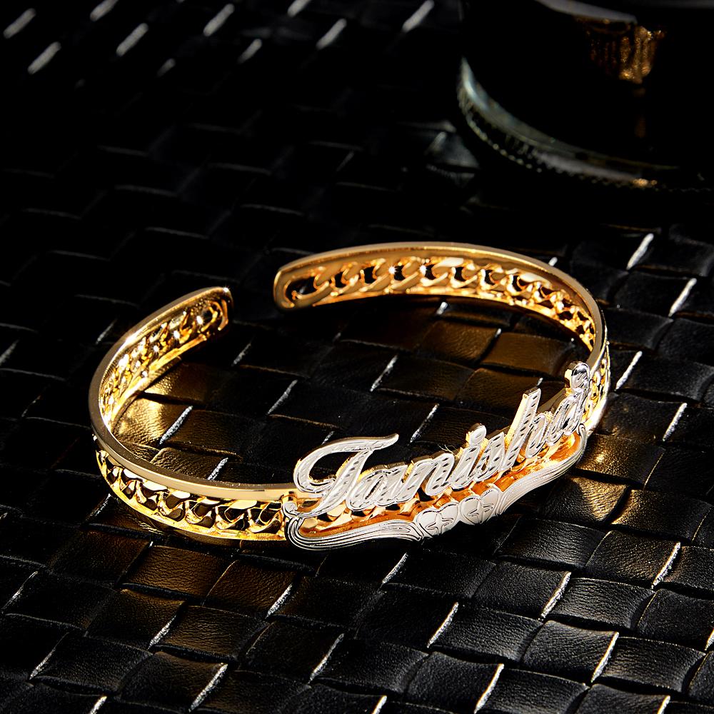 Personalized Hip Hop Name Bracelet Hollow Out Adjustable Bracelet Jewelry Gifts For Men