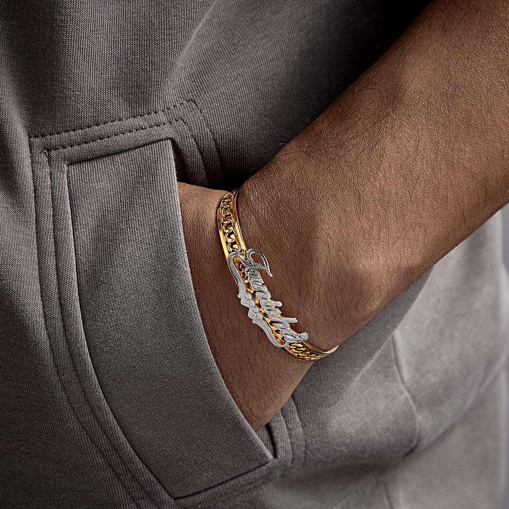 Personalized Hip Hop Name Bracelet Hollow Out Adjustable Bracelet Jewelry Gifts For Men - NameNecklace
