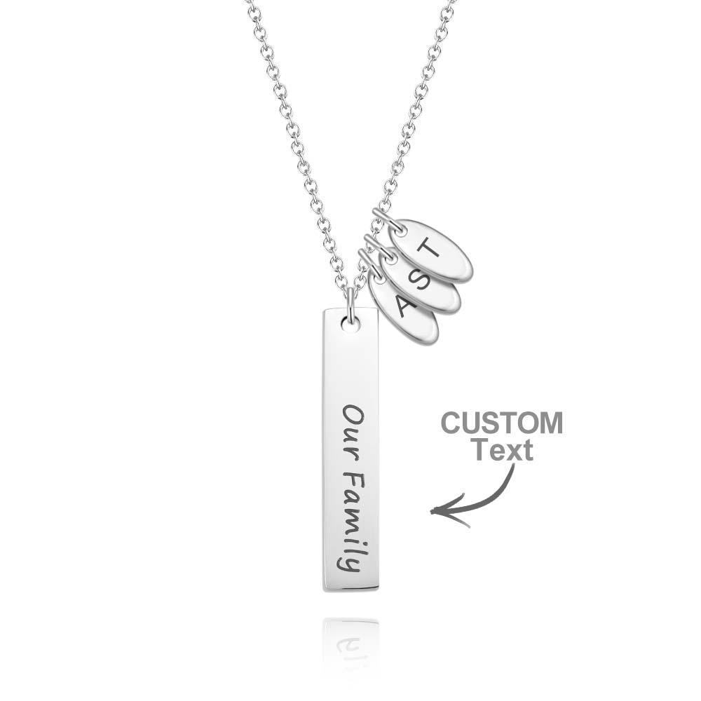 Custom Initial Leaf Bar Necklace Noble Engraved Name Pendant Gifts For Her - NameNecklace