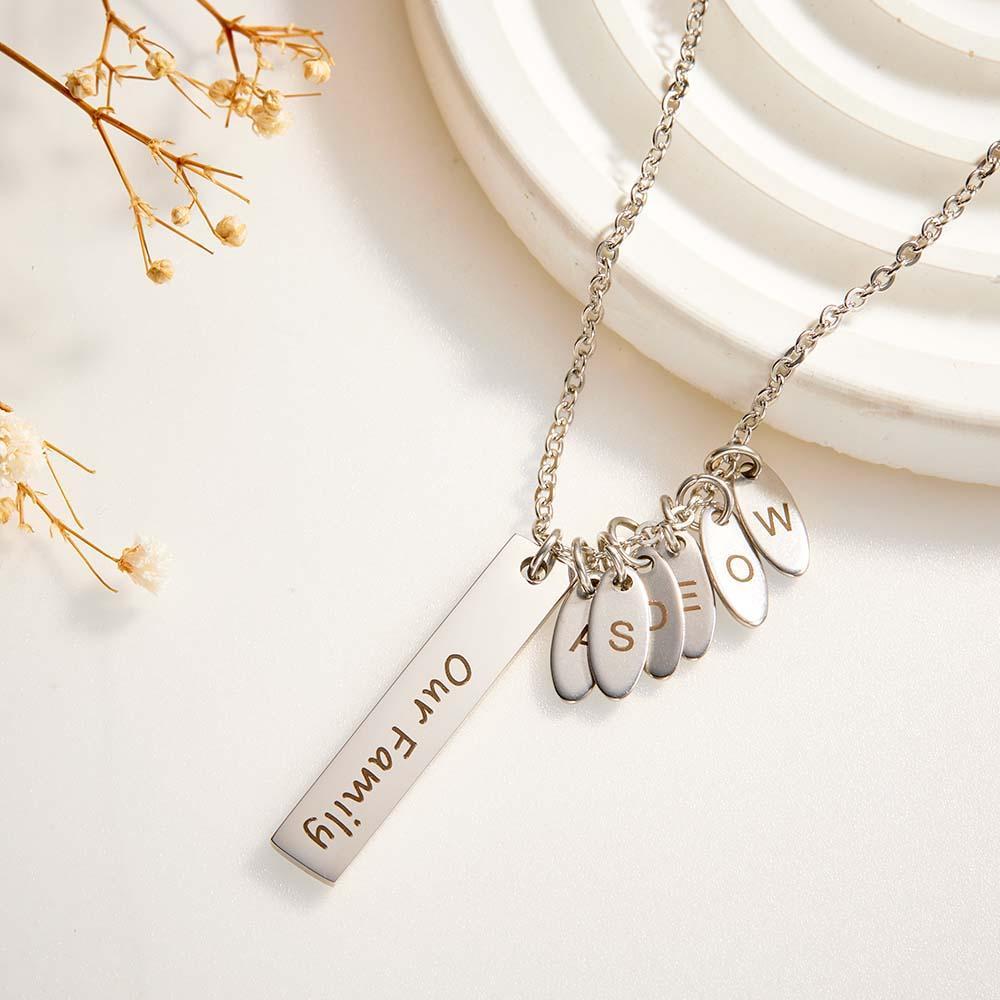 Custom Initial Leaf Bar Necklace Noble Engraved Name Pendant Gifts For Her - NameNecklace