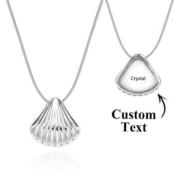 Custom Engraved Necklace Scallop Shell Pendant Gift - NameNecklace