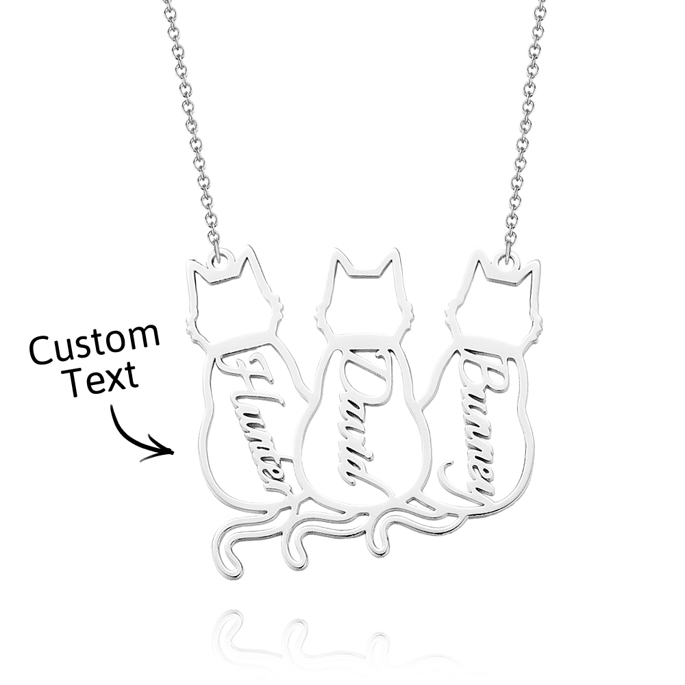 Personalized Cat Necklace Custom Lucky Cat Name Necklace Engraved Name Lucky Cat Pendant Gifts for Her