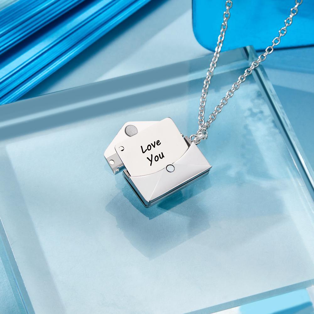 Engraved Envelope Heart Letter Necklace Collarbone Necklace Name Pendant - NameNecklace