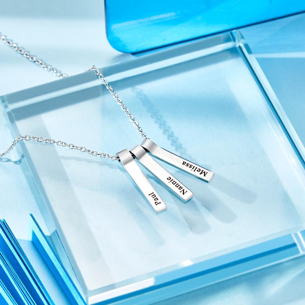 Custom Engraved Vertical 1-5 Names Necklace Stylish Personalized Pendant for Her - NameNecklace