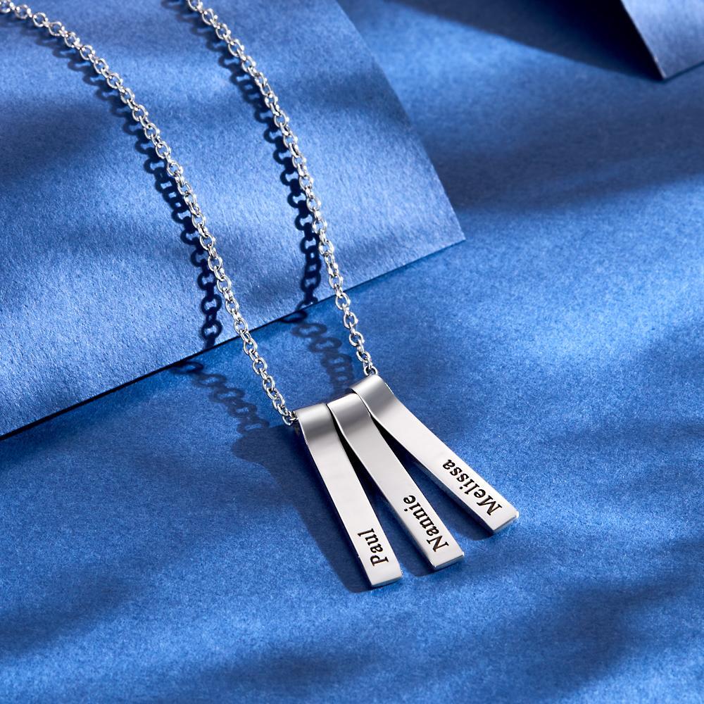 Custom Engraved Vertical 1-5 Names Necklace Stylish Personalized Pendant for Her - NameNecklace