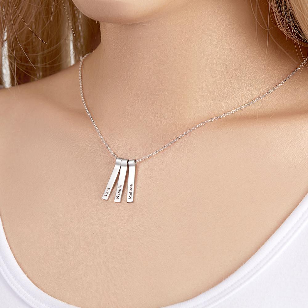 Custom Engraved Vertical 1-5 Names Necklace Stylish Personalized Pendant for Her - NameNecklace