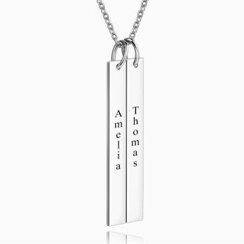 Vertical Two Bar Necklace With Engraving
