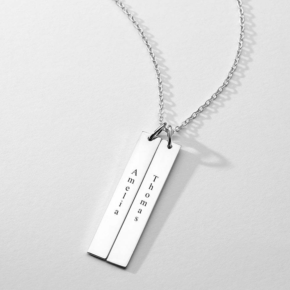 Vertical Two Bar Necklace With Engraving