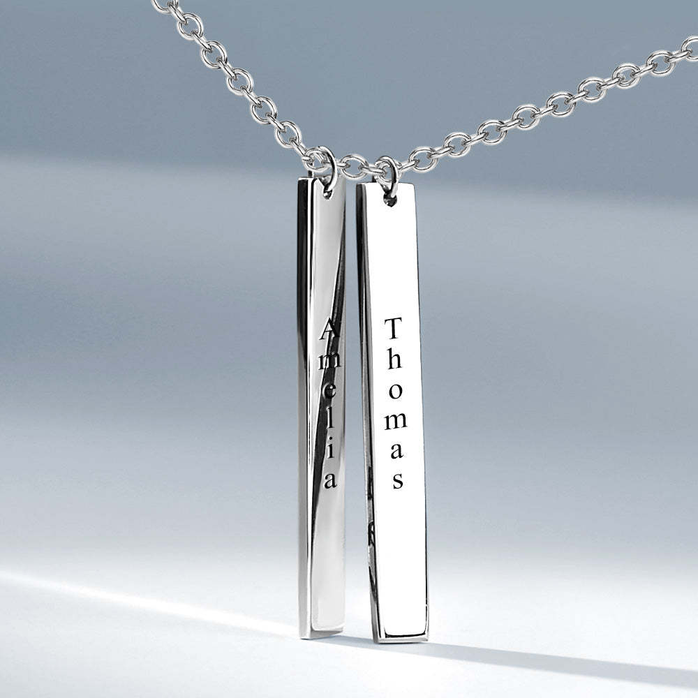 Vertical Two Bar Necklace With Engraving
