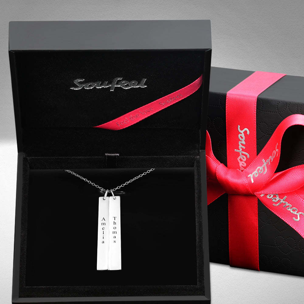 Vertical Two Bar Necklace With Engraving