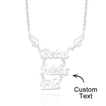 Custom Name Necklace Angel Wings Pendant Necklace Birthday Gift for Women - NameNecklace