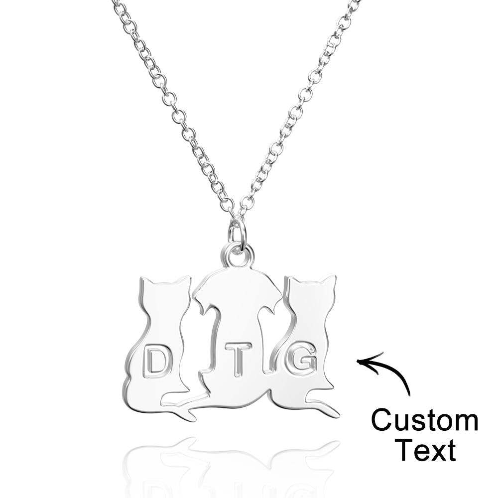 Personalized Family Animal Necklace Custom Engraved Initial Dog and Cat Necklace for Women - NameNecklace