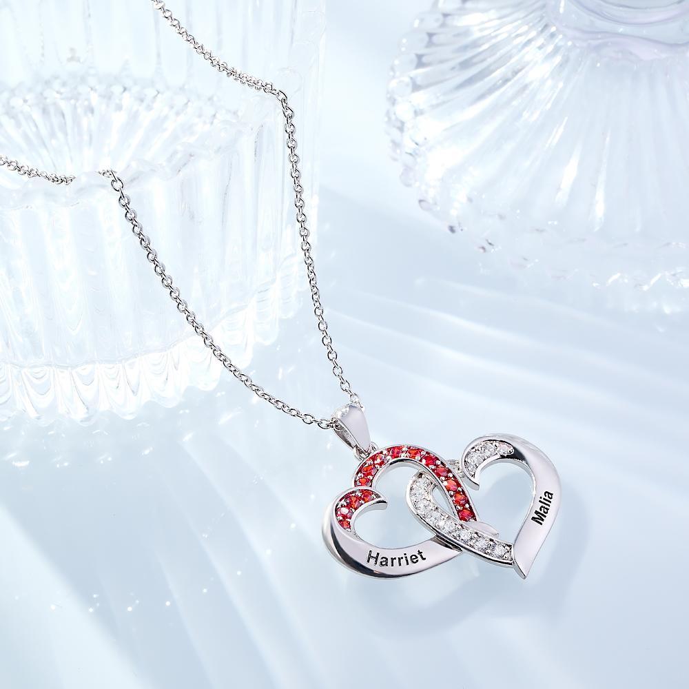 Custom Engraved Necklace Interlocked Heart Design Gifts - NameNecklace