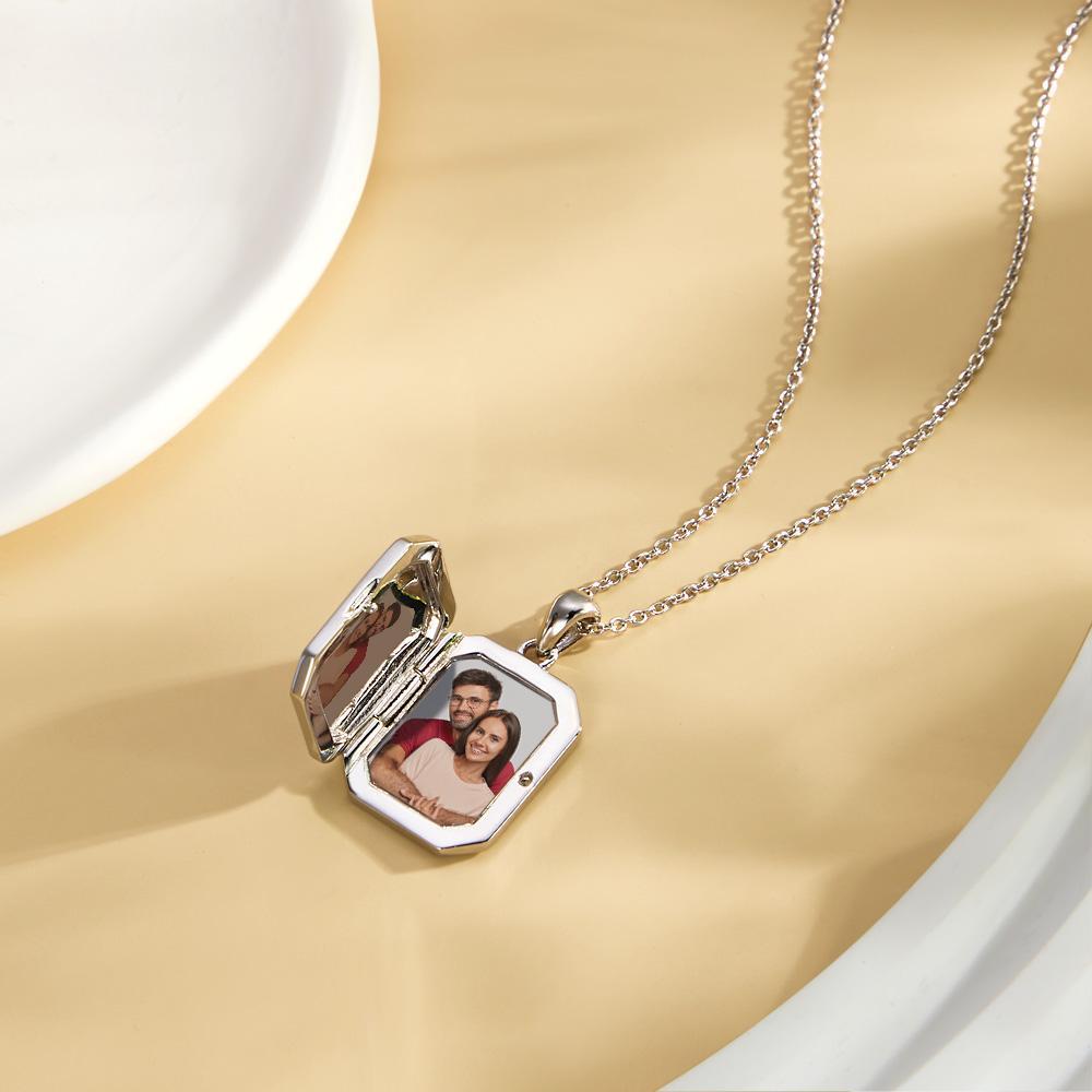 Custom Photo Engraved Necklace Shaped Open Cover Creative Pendant Gifts - NameNecklace
