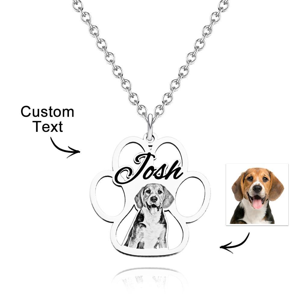 Custom Photo Engraved Necklace Creative Footprints Gifts for Pet Owners - NameNecklace