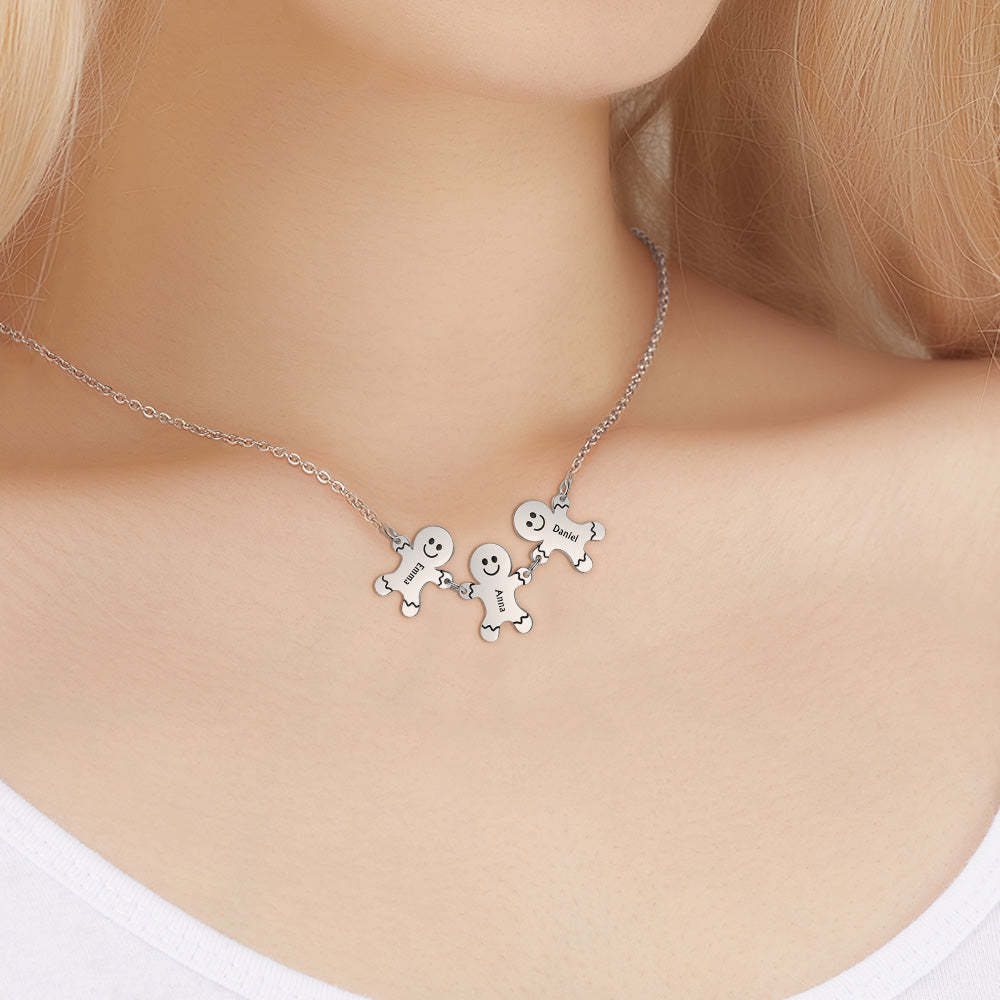 Personalized Name Gingerbread Men Necklace Christmas Gift - NameNecklace