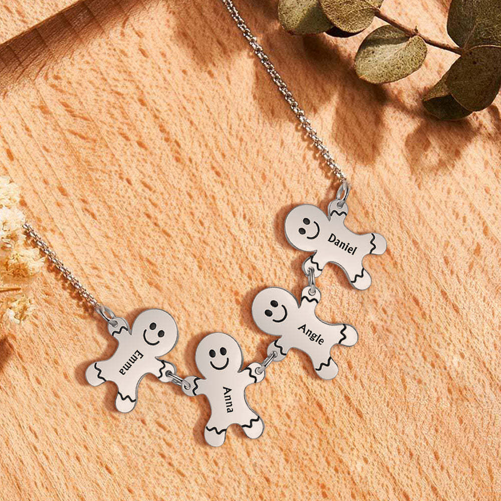 Personalized Name Gingerbread Men Necklace Christmas Gift - NameNecklace