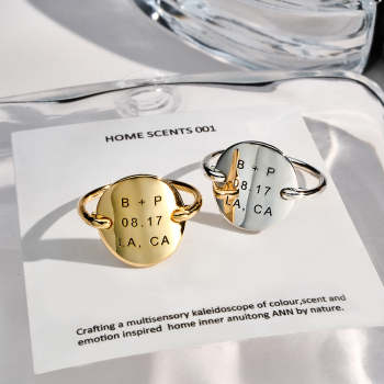 Custom Engraved Oval Ring Personalized Text Ring Gift for Her - NameNecklace