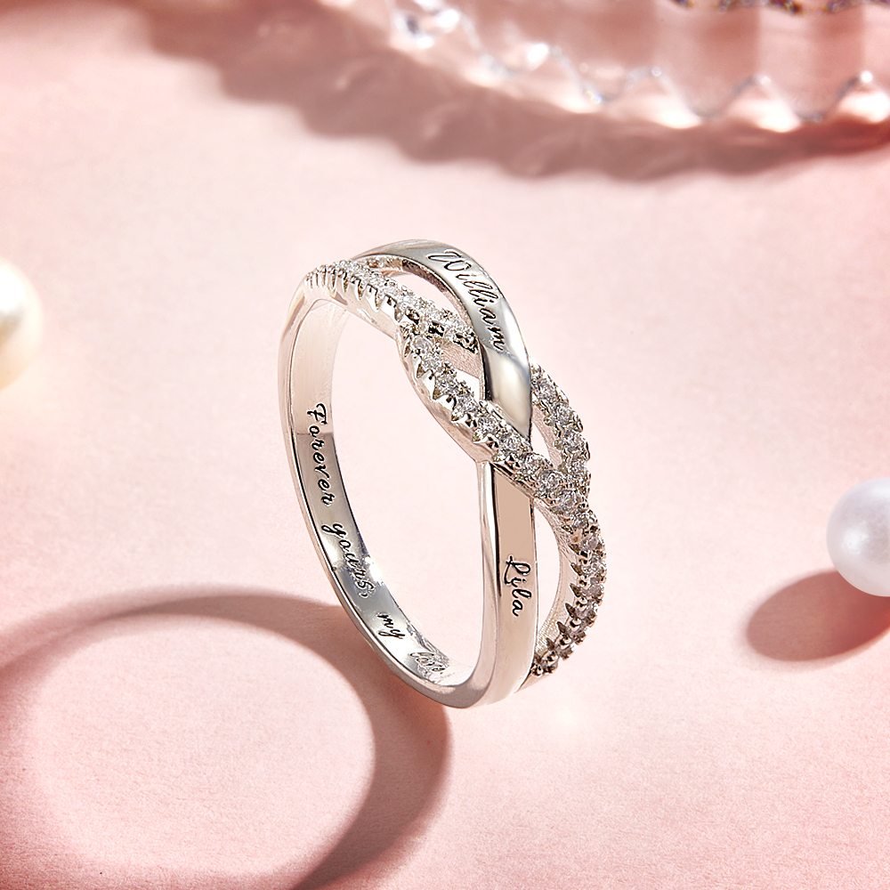 Personalized Two Names & a Forever Message Ring Custom Engraved Names & a Secret Phrase Ring Sweet Gift for Her