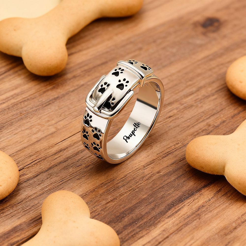 Personalized Pet Collar Ring Custom Engraved Name & Inner Message - namenecklace