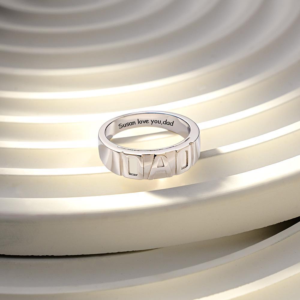 Personalized Dad Ring Custom Engraved Unique Ring Father's Day Gifts - NameNecklace