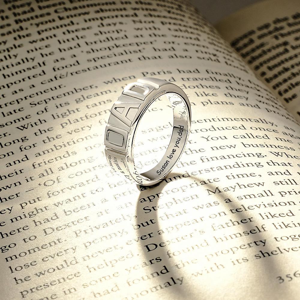 Personalized Dad Ring Custom Engraved Unique Ring Father's Day Gifts - NameNecklace