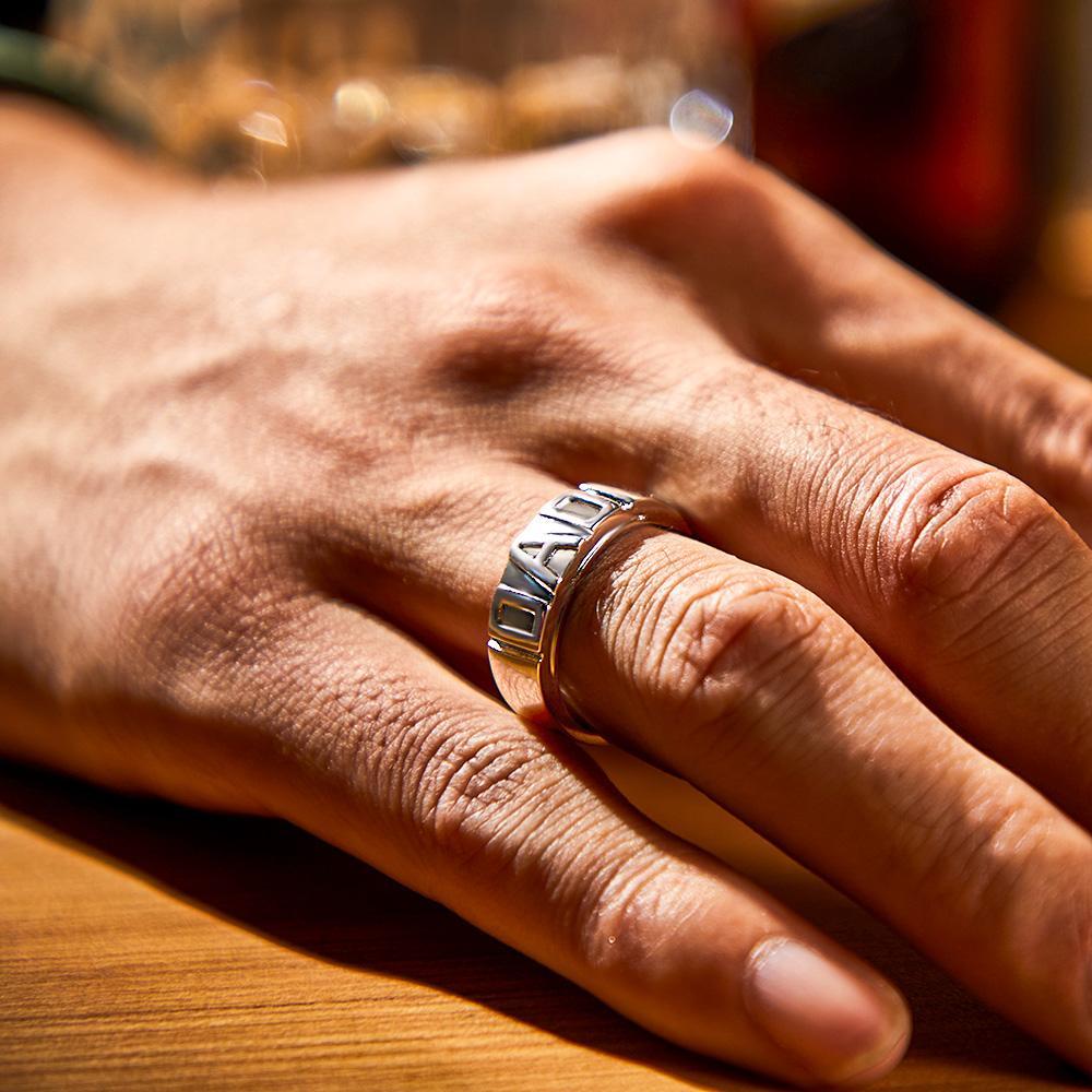 Personalized Dad Ring Custom Engraved Unique Ring Father's Day Gifts - NameNecklace