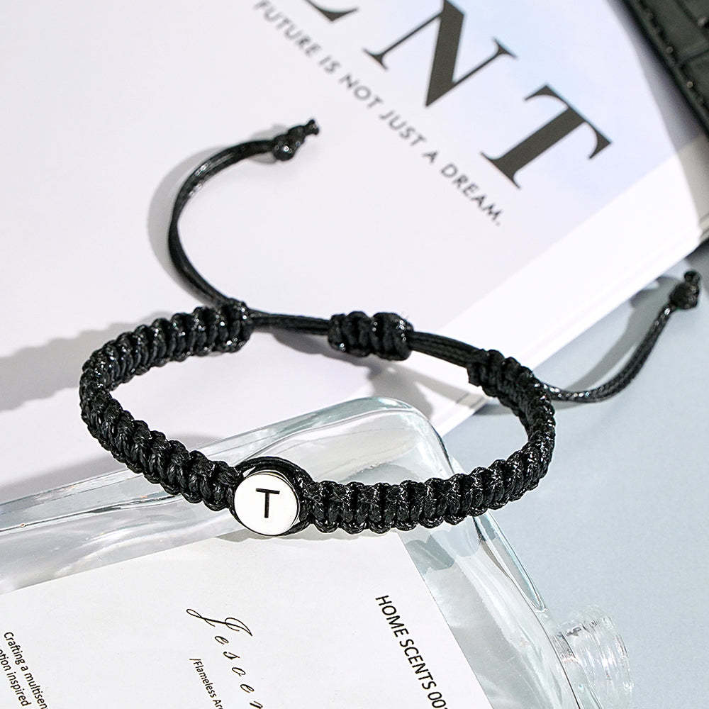 Personalized Initial Bracelets Engraving Braided Rope Wrist Bracelets Gift for Lover - NameNecklace