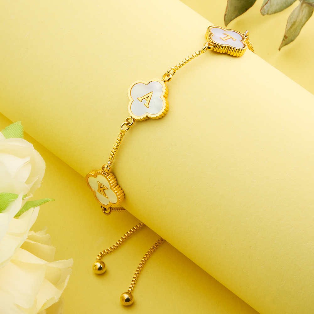 Clover Custom Name Bracelet (Gold)