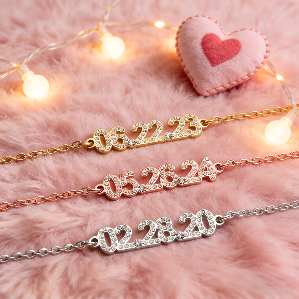 Personalized Date Bracelet Custom Anniversary Date Bracelet for Her  Minimalist Engraved Date Bracelet Meaningful Valentine’s Day Gift