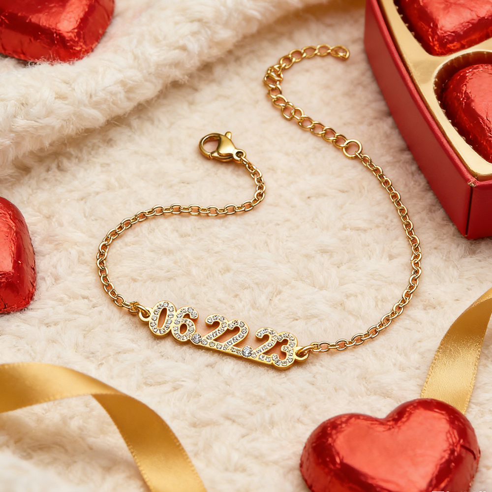 Personalized Date Bracelet Custom Anniversary Date Bracelet for Her  Minimalist Engraved Date Bracelet Meaningful Valentine’s Day Gift