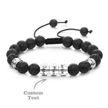 Lava Stones Custom Beads Men's Beaded Bracelet Best Gift for BFF - NameNecklace